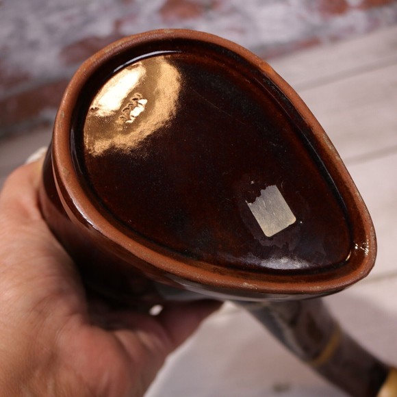 PIPE ASHTRAY Drip Glaze Vintage TOBACCO Brown Drip w Gold Trim Napco Artmark - Picture 6 of 10